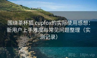 围绕茶杯狐 cupfox的实际使用感想：新用户上手难度与常见问题整理（实测记录）