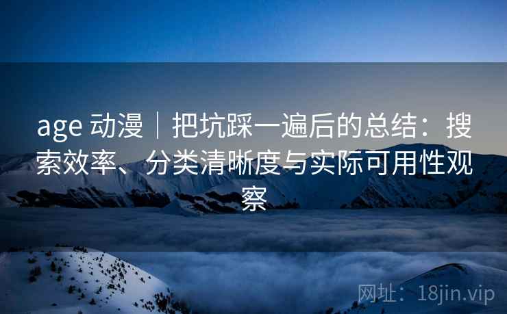 age 动漫|把坑踩一遍后的总结:搜索效率、分类清晰度与实际可用性观察 age 动漫|把坑踩一遍后的总结:搜索效率、分类清晰度与实际可用性观察